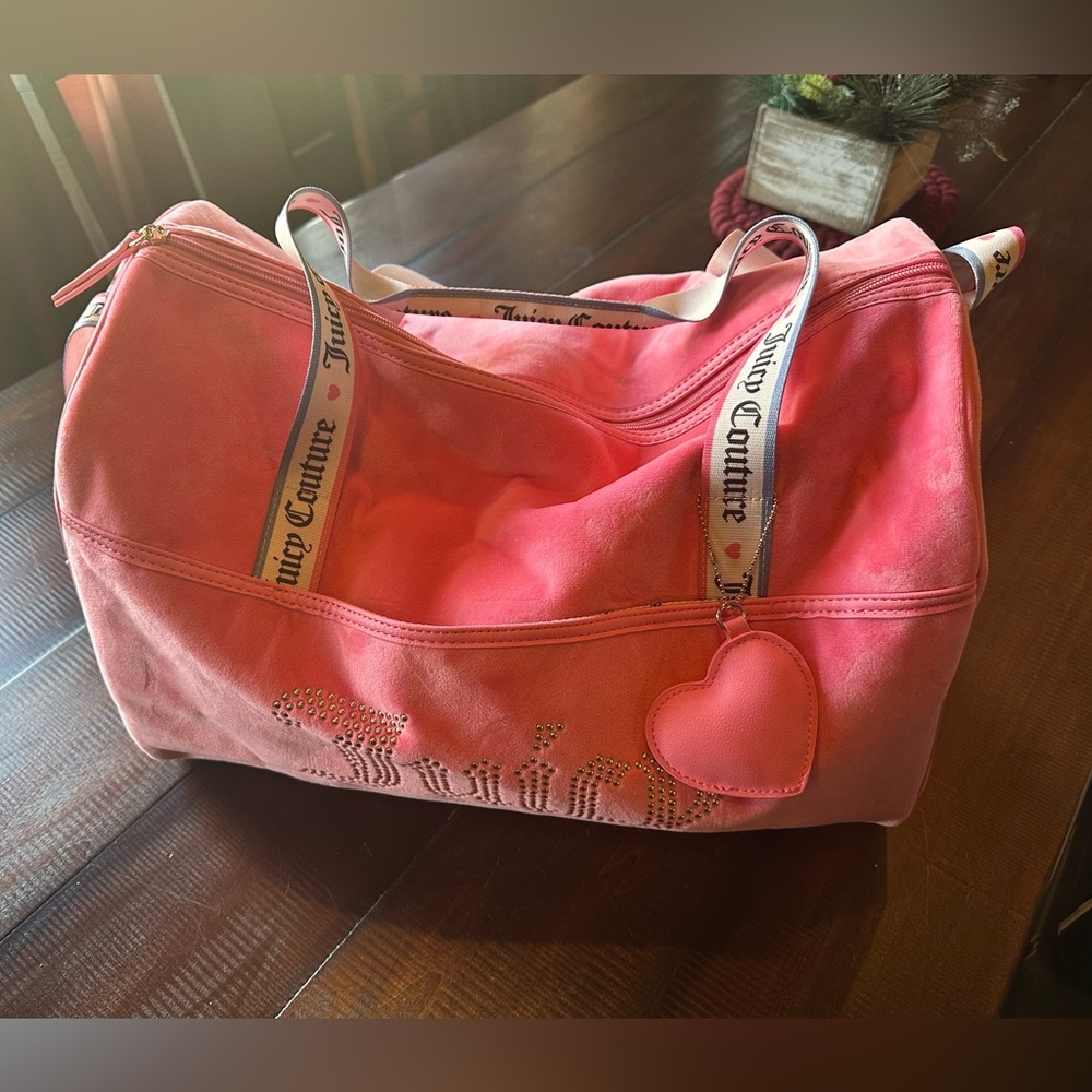 Juicy Couture pink velour duffle bag travel birthday gift Y2K viral tik tok